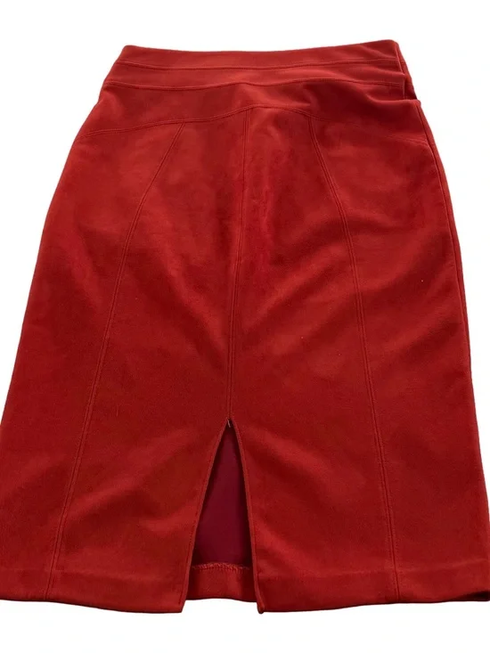 Andrew Marc Faux Suede Pencil Skirt - Rust Orange - Size Medium - Picture 2 of 7